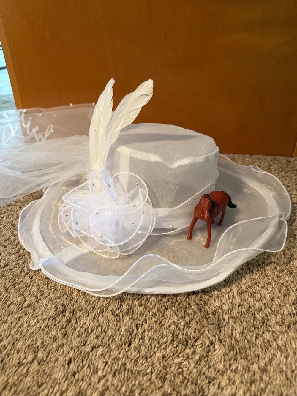 White Organza Bride to Be Derby Hat